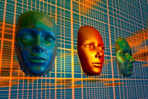 The modern face of robotics. 库存插图