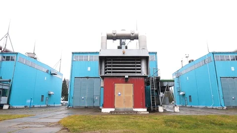 A modern facility with pipes or a powerful technological area. Gas technical Stock Footage 126639638