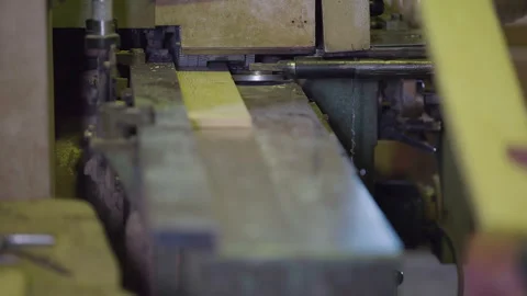 Modern Factory equipment processing timber material on production line Stock Footage 270339086