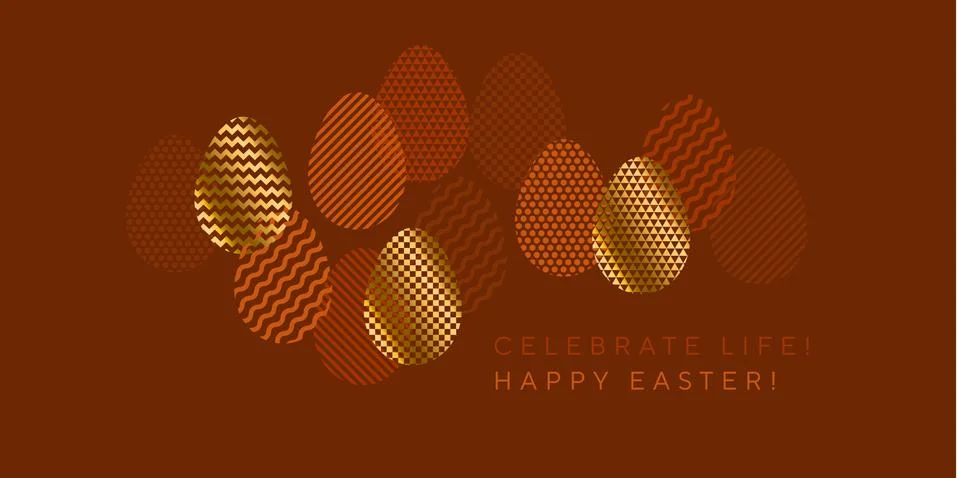 Modern fancy textured Easter egg set for header Stock Illustration
