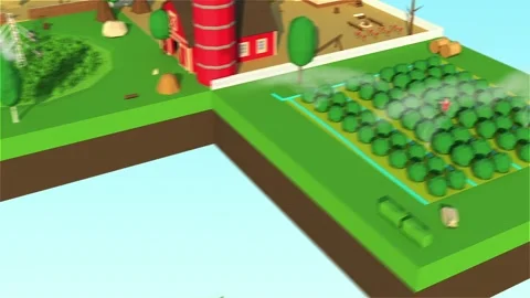 Modern Farm Field 3D Low Poly Animation Stock-Footage 211809882