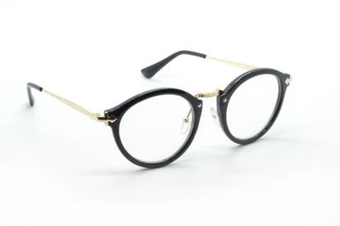 Modern fashionable spectacles isolated on white background, Perfect reflect.. Stock Photos