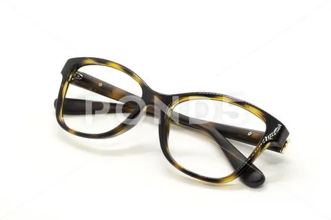Modern fashionable spectacles isolated on white background, Perfect reflect.. Stock Photos
