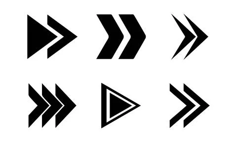 Modern Fast Forward Arrow Icon Set for Media and Web Stock Illustration