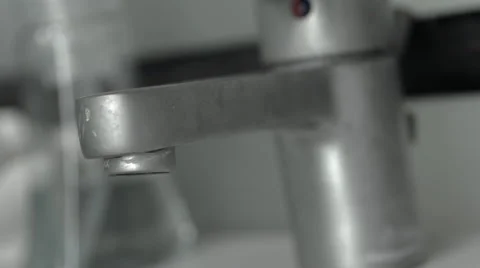 Modern Faucet Turned On Stock Footage 42348014