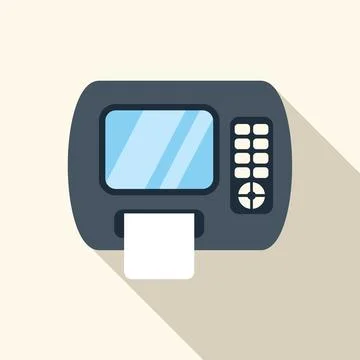 Modern fax machine printing document with long shadow イラスト素材