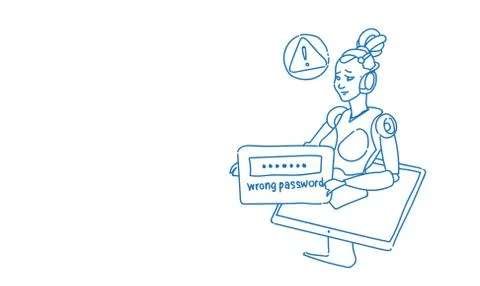 Modern female robot error wrong password login problem futuristic artificial Stock Illustration