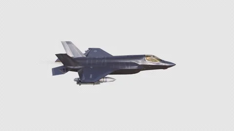 Modern Fighter Aircraft Flying 3D Animation on Clean Background Stock Footage 340779743