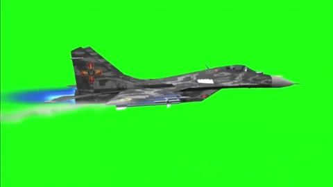 Modern Fighter Jet Flying Side View on Green Screen Chroma Key Background Stock-Footage 324561902
