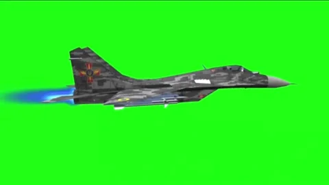 Modern Fighter Jet Flying Side View on Green Screen Chroma Key Background Stock Footage 324561908