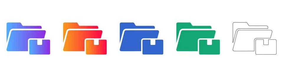 Modern File Archive and Data Storage Icons Collection 스톡 일러스트