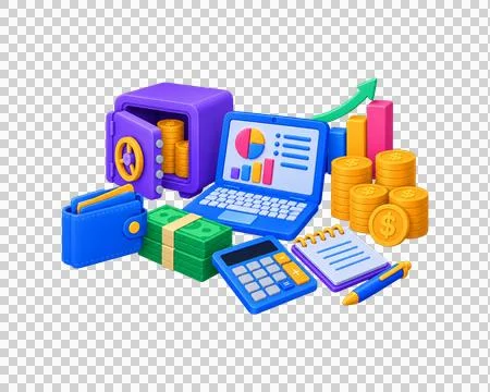 Modern financial management 3d render concept Illustration
