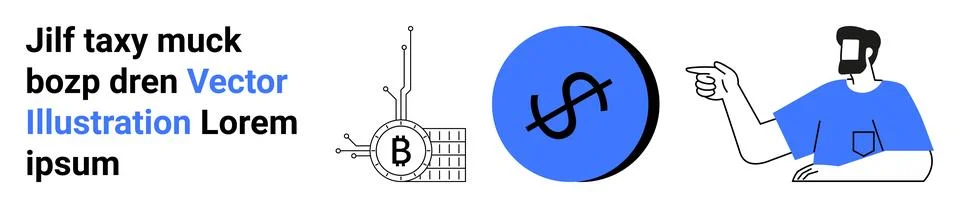 Modern Financial Technology Elements with Cryptocurrencies and User Interac.. Stockillustratie