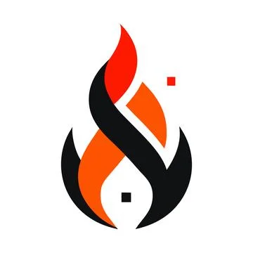 Modern Fire Flame Logo Icon for Energy Heating and Hot Technology Branding Stock Illustration