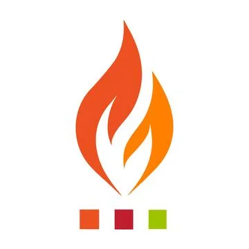 Modern Fire Flame Logo Icon for Energy Heating and Hot Technology Branding Stock Illustration