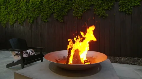 Modern Fire Pit close up at dusk. Stock Footage 180491207
