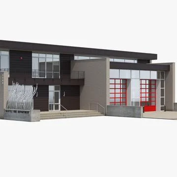 Modern Fire Station Building 3D Model