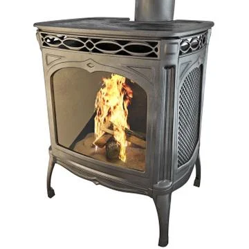 Modern fireplace with fire 3d graphics Stock Illustration
