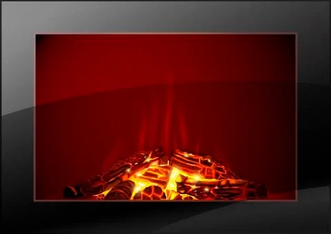 Modern fireplace with fire Stock Illustration