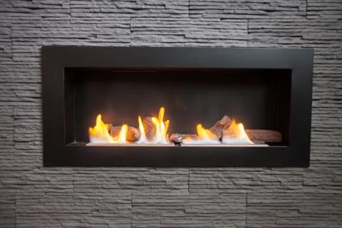 Modern fireplace. Stock Photos