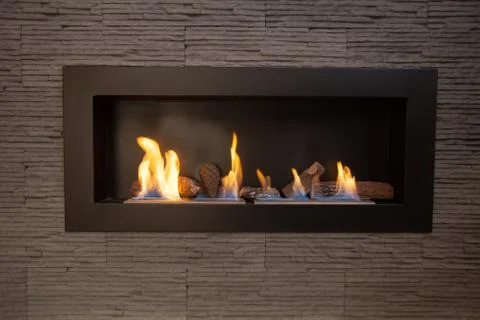 Modern fireplace. Stock Photos