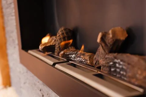 Modern fireplace. Stock Photos