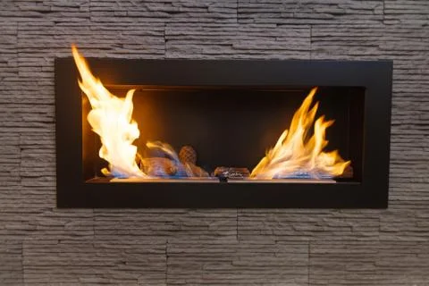 Modern fireplace. Stock Photos