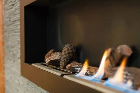 Modern fireplace. Stock Photos