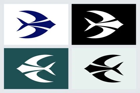 Modern Fish Logo Set Minimalist Vector Icon Design Stock Illustration