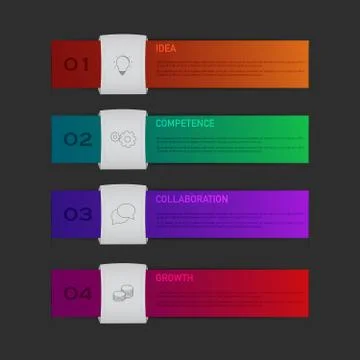Modern five steps infographics with outline icons and ribbons in origami styl Stock Illustration
