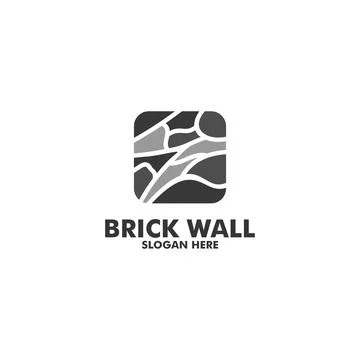 Modern Flat Brick Stone logo, Brick Stone simple modern logo template Stock Illustration