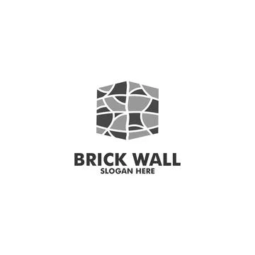 Modern Flat Brick Stone logo, Brick Stone simple modern logo template Stock Illustration