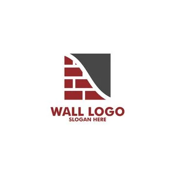 Modern Flat Brick Wall logo, Brick Wall simple modern logo template	 Stock Illustration