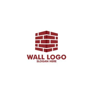 Modern Flat Brick Wall logo, Brick Wall simple modern logo template	 Stock Illustration