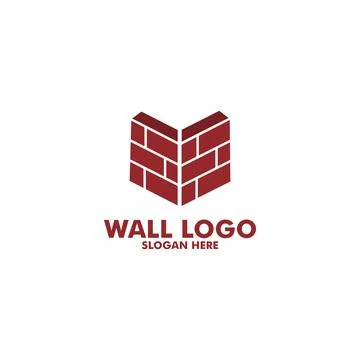 Modern Flat Brick Wall logo, Brick Wall simple modern logo template	 Stock Illustration