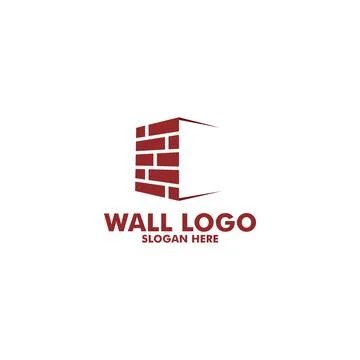 Modern Flat Brick Wall logo, Brick Wall simple modern logo template	 Stock Illustration