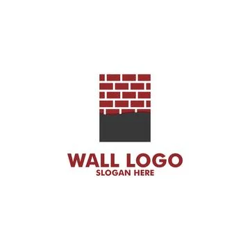 Modern Flat Brick Wall logo, Brick Wall simple modern logo template	 Stock Illustration