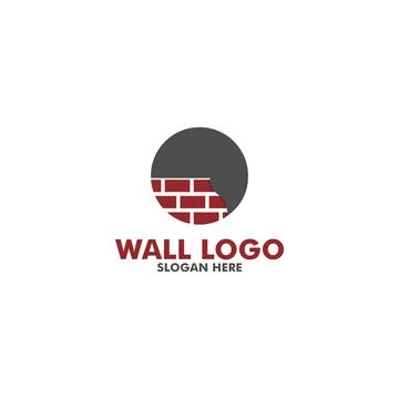 Modern Flat Brick Wall logo, Brick Wall simple modern logo template	 Stock Illustration