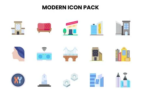 Modern Flat Bundle Icons Pack Stock Illustration