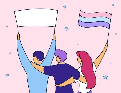 Modern flat cartoon characters express emotions on demonstration,meeting,musi Stock Illustration