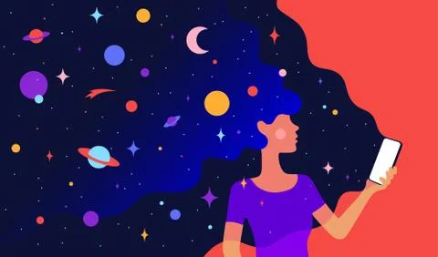 Modern flat character. Simple character of woman Illustrazione stock