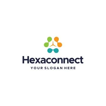 Modern flat colorful HEXACONNECT logo design Stock Illustration