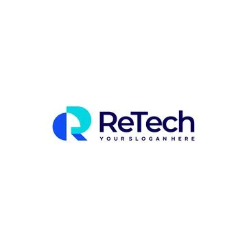 Modern flat colorful initial R RETECH logo design Stock Illustration