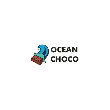 Modern flat colorful OCEAN CHOCO fun logo design Illustrazione stock
