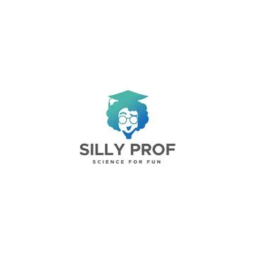 Modern flat colorful SILLY PROF happy logo design Stock Illustration