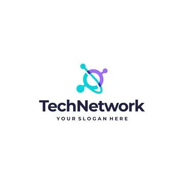 Modern flat colorful TECHNETWORK logo design イラスト素材
