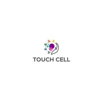 Modern flat colorful TOUCH CELL circle logo design Stock Illustration