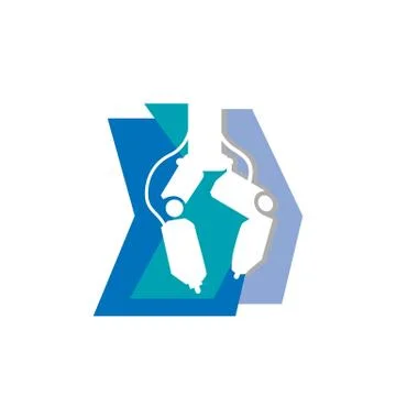 Modern flat creative robotic surgery logo design vector illustrations Stock Illustration