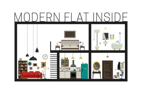 Modern flat in cut. Illustrazione stock