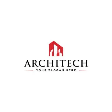Modern flat design ARCHITECH building logo design Stock Illustration